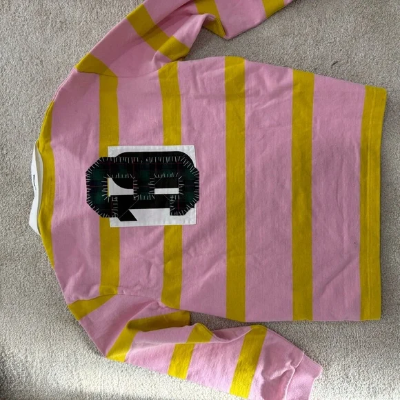 Supreme Pink and Yellow Rugby Shirt with White Collar - Picture 2 of 4